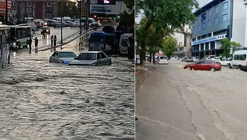 Ankara'da Sağanak Yağış Sonrası Hayat Durdu: Arabalar Sürüklendi!